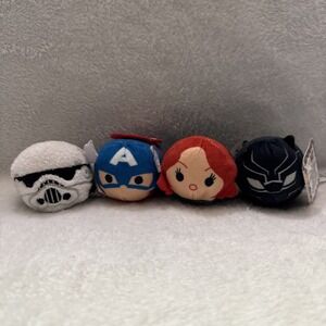 Marvel Star Wars Disney Tsum Tsum Mini Plush Lot Of 4 Storm Trooper, Black Widow
